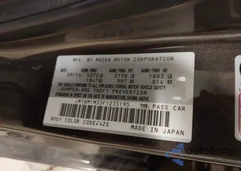 2015 Mazda Mazda3 S Grand Touring from USA, damaged, VIN JM1BM1M35F1235195